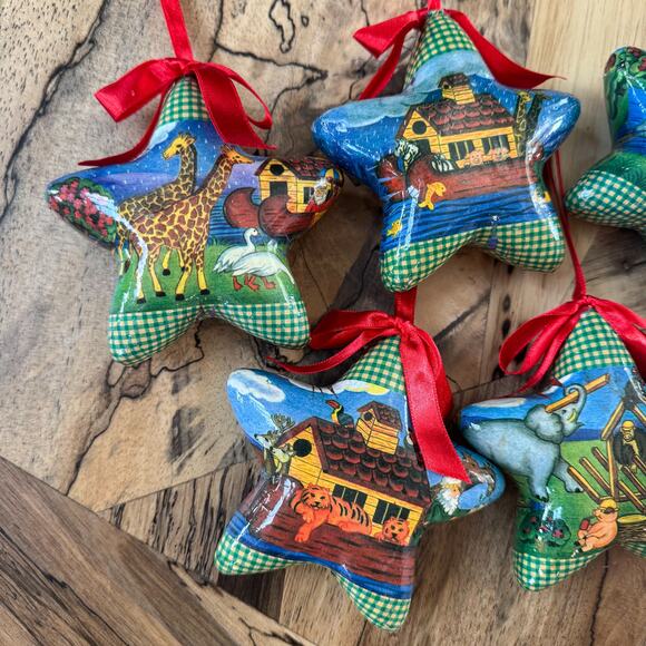 1996 Noah's Ark Christmas Ornaments Set of 12 Star and Ball Shaped Vintage Bible - Picture 3 of 16